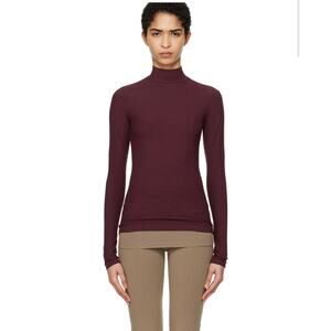 SKIMS Burgundy Soft Lounge Mock Neck Long Sleeve Top XL (new )